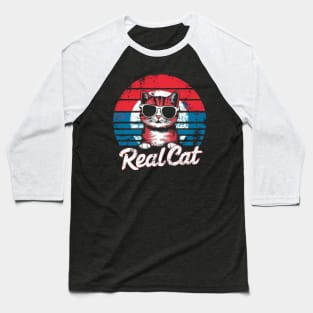 Real Cat Funny Vintage Retro Cat t-shirt for women & Men Cat Baseball T-Shirt